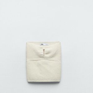 Zara Ivory Knit Bandeau strapless Top